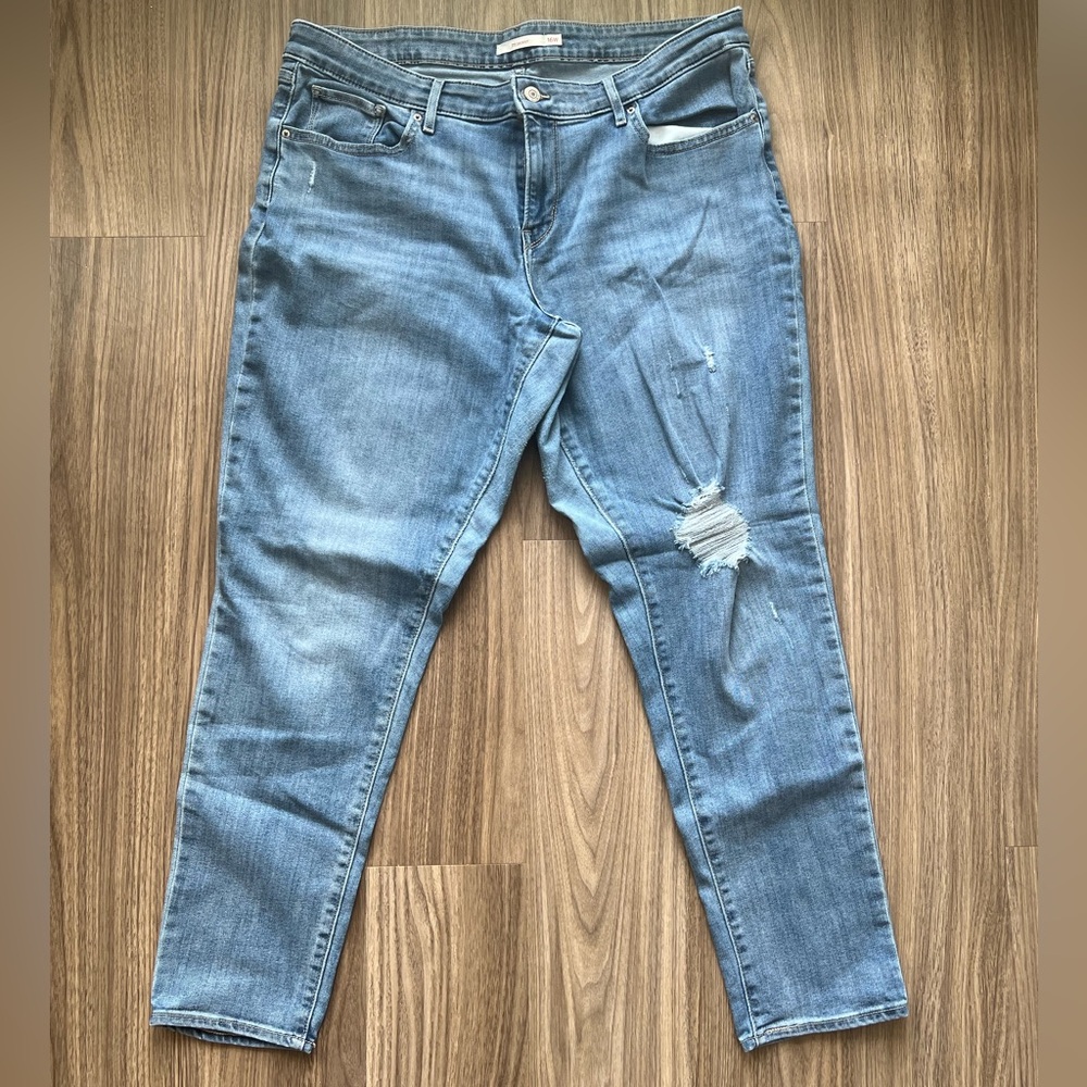Levi’s 711 Skinny Jeans 16W Distressed Light Wash Plus Size Stretch Denim